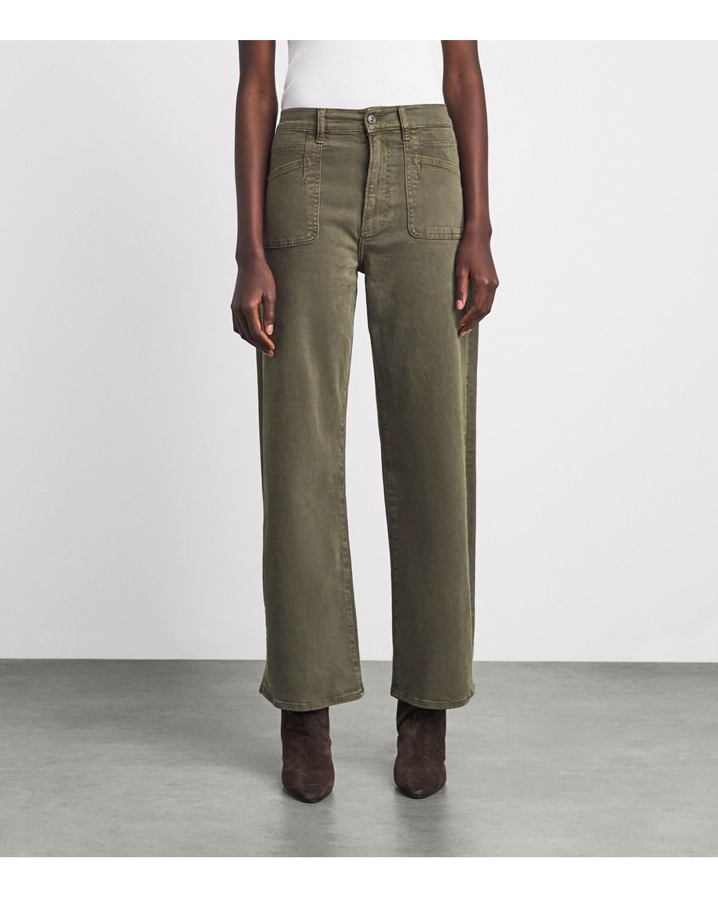 PAIGE Green Stretch-Denim Arellia Skimmer Jeans