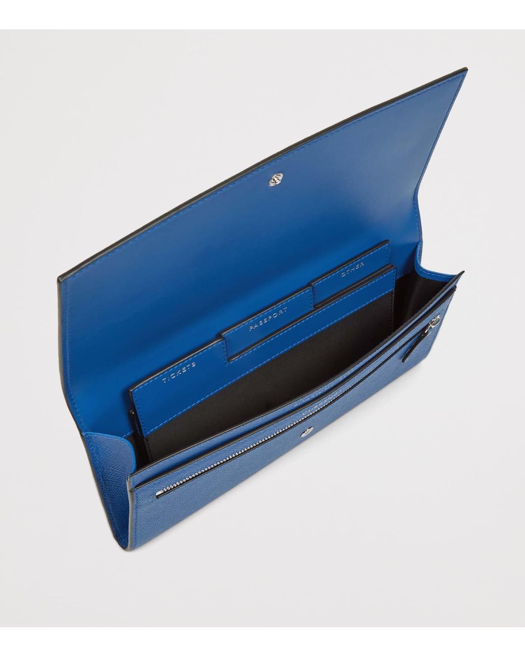 Smythson Blue Panama Leather Marshall Travel Wallet for men