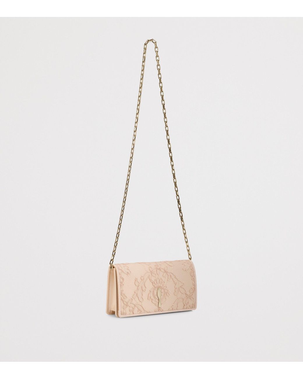 Christian Louboutin Natural Bettina Crepe Satin Lace Clutch Bag