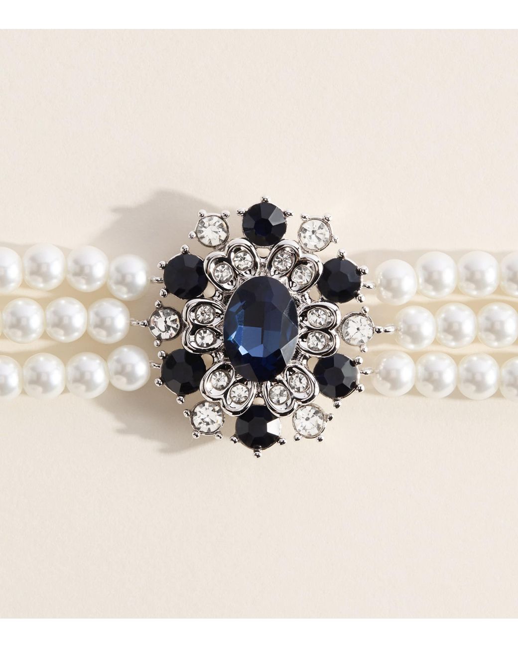 Self-Portrait Natural Faux Pearl And Crystal-Embellished Choker Necklace