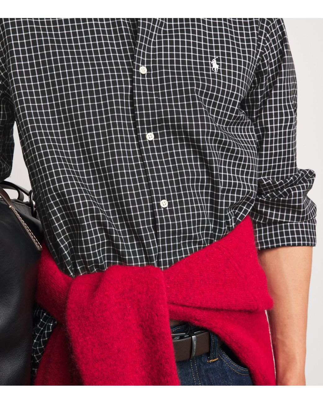Polo Ralph Lauren Gray Cotton Check Custom-Fit Shirt for men