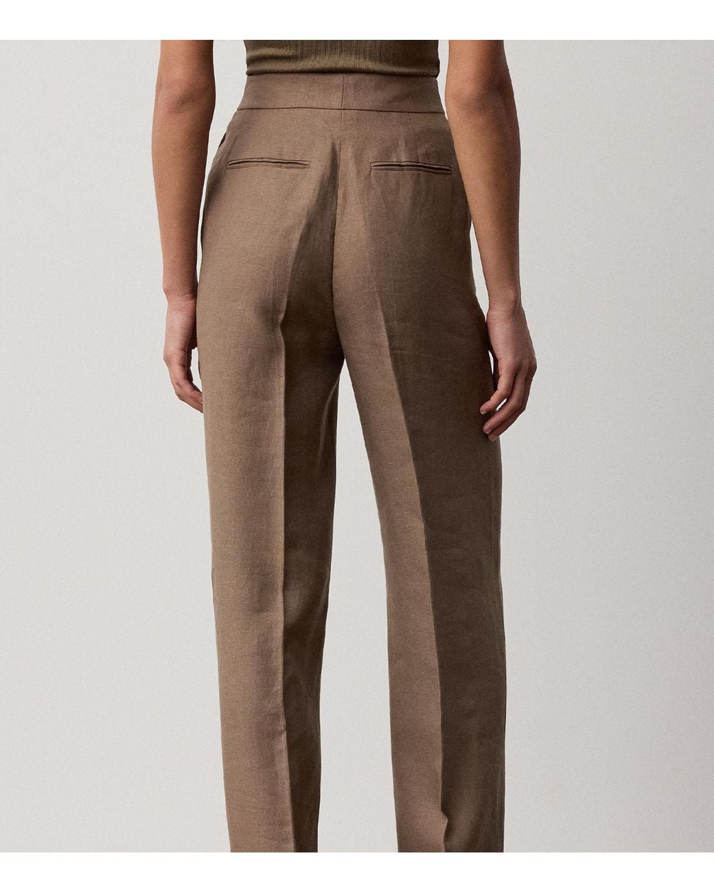 Ralph Lauren Brown Linen Dean Ii Trousers