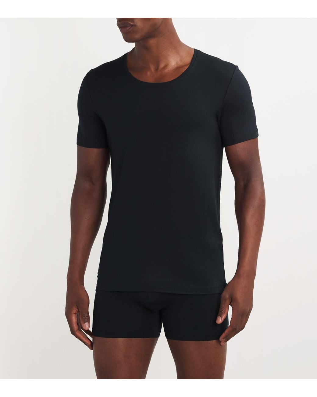 Hanro Black Cotton Superior T-Shirt for men