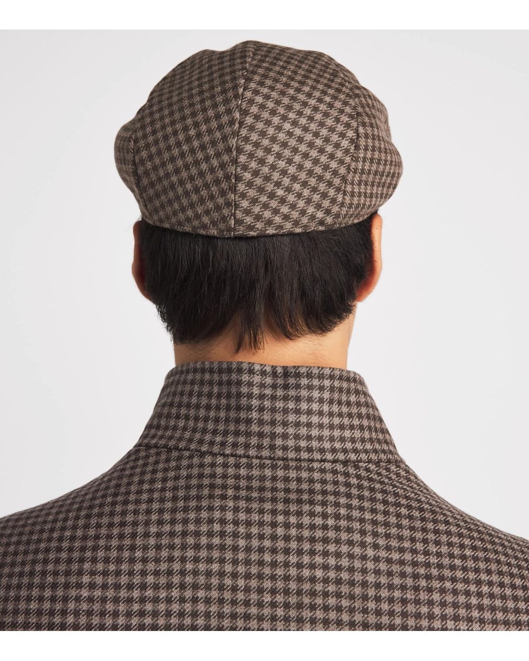 James Purdey & Sons Brown Wool-Cashmere Tweed Houndstooth Litton Cap for men