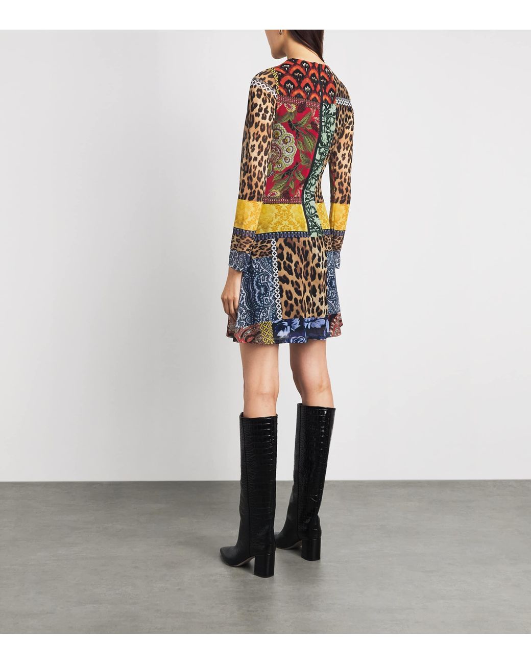 Alice + Olivia Multicolor Mesh Patchwork Delora Mini Dress