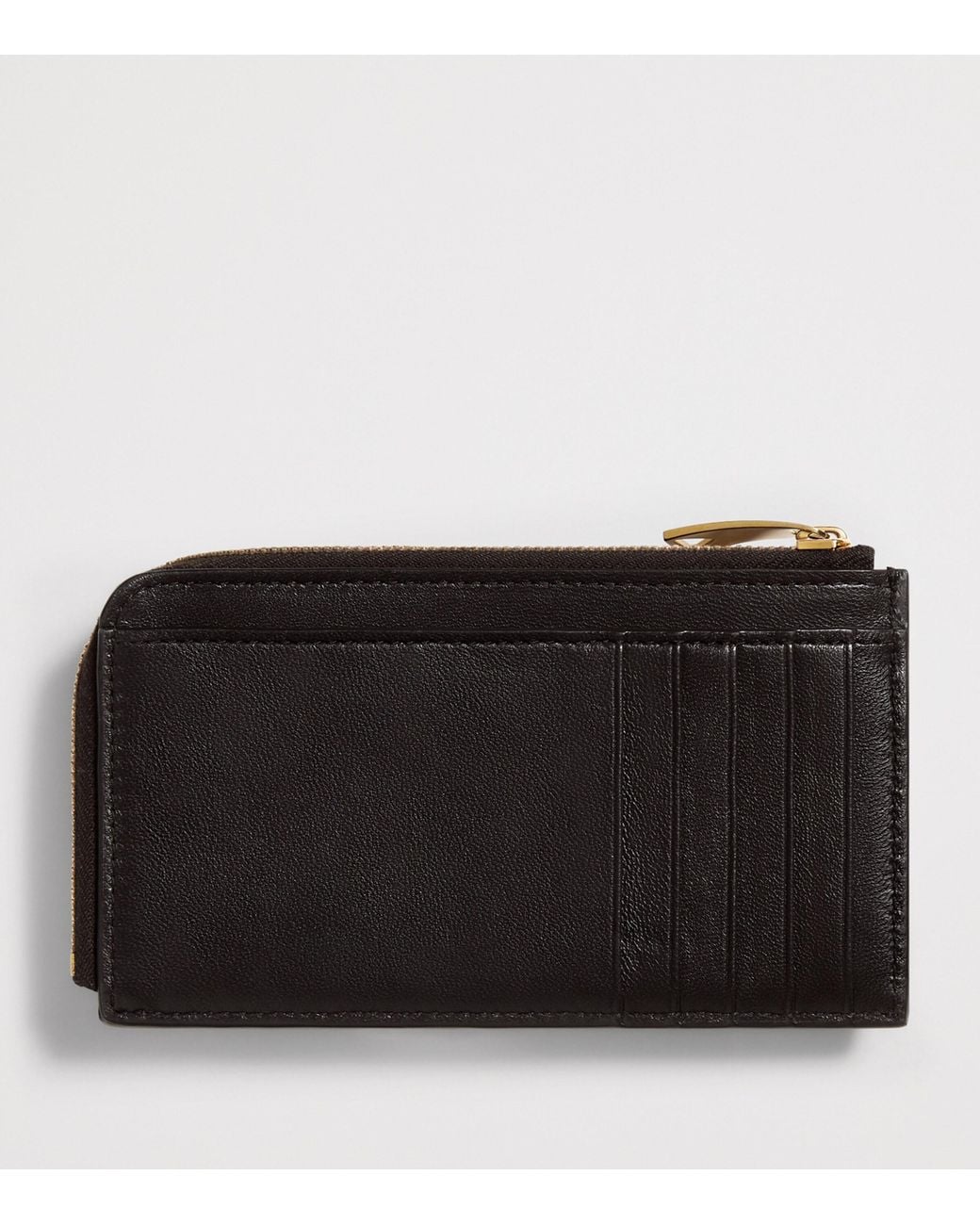 Bottega Veneta Black Leather Intrecciato L-Zip Card Holder