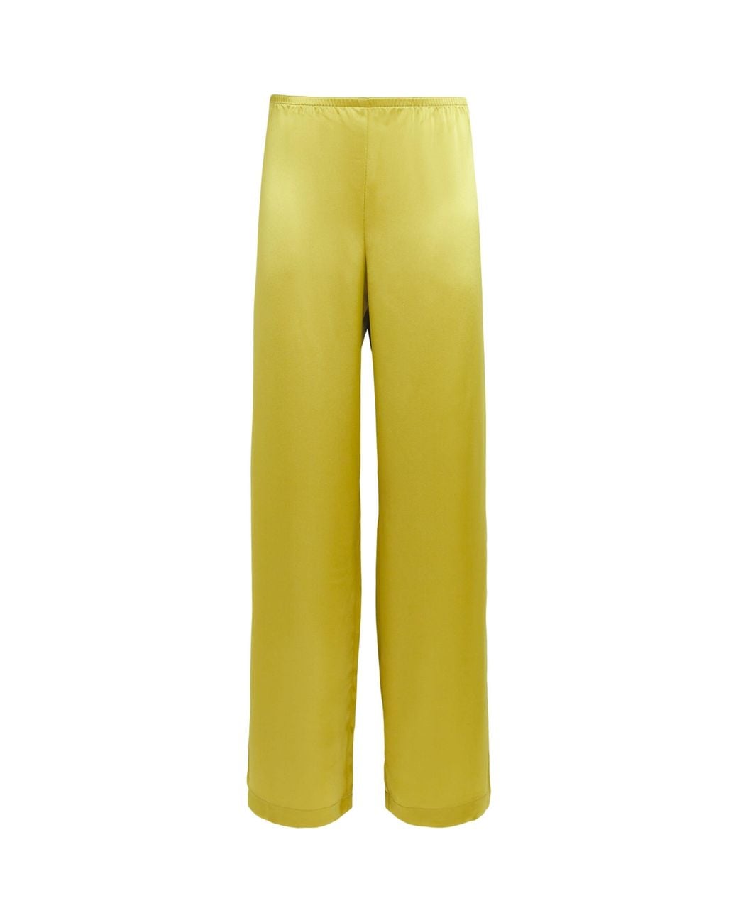 Leset Yellow Satin Barb Wide-Leg Trousers