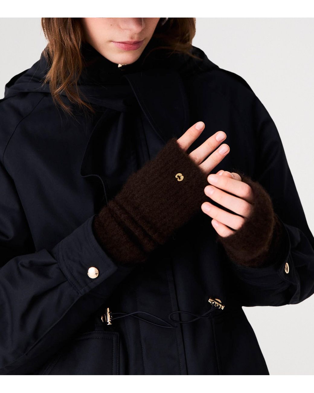 Maje Brown Yak-Blend Mittens