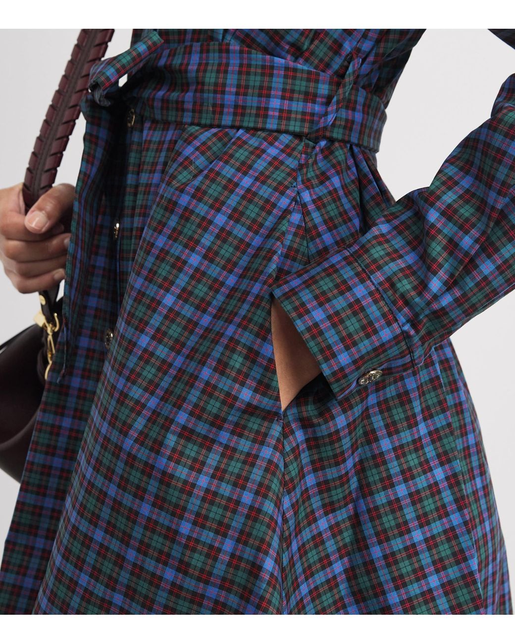 Claudie Pierlot Blue Cotton Check Shirt Dress