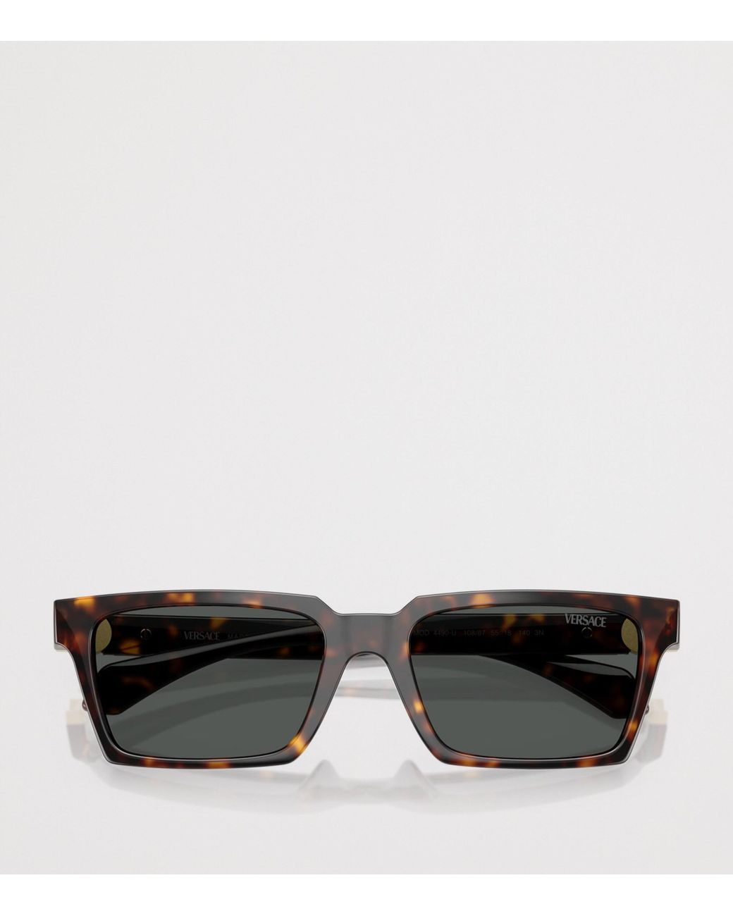 Versace Gray Tortoiseshell Rectangular Sunglasses for men