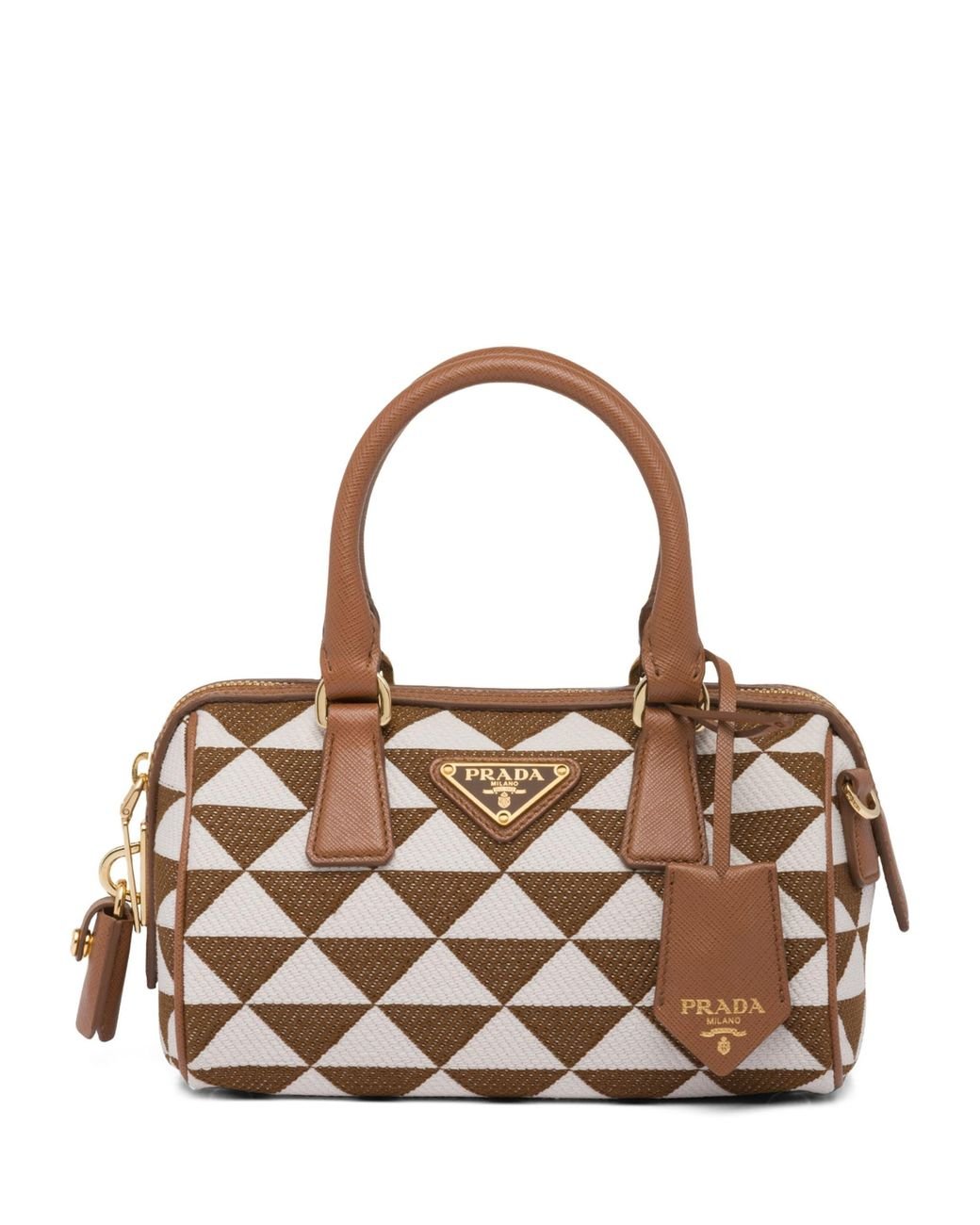 Prada Symbole Jacquard Tophandle Bag in Brown Lyst UK