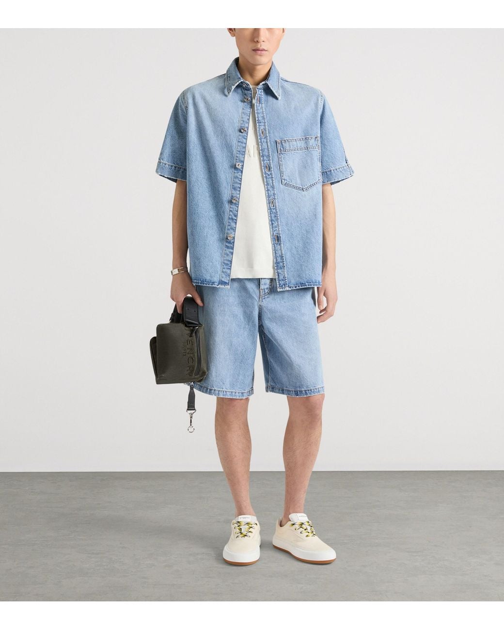 Givenchy Blue Couture Seam Denim Shirt for men