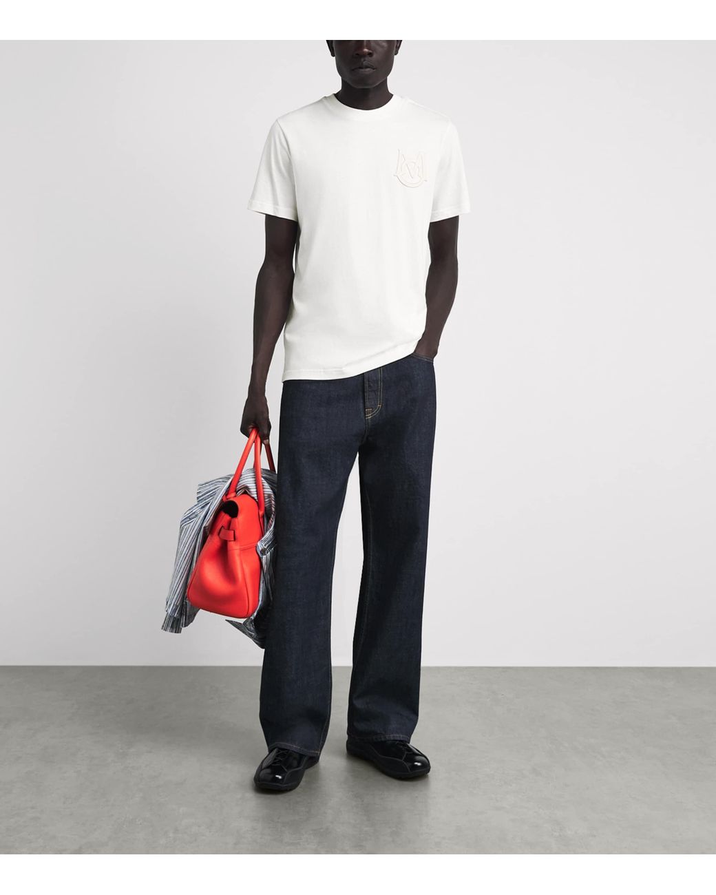 Moncler White Cotton Logo T-Shirt for men