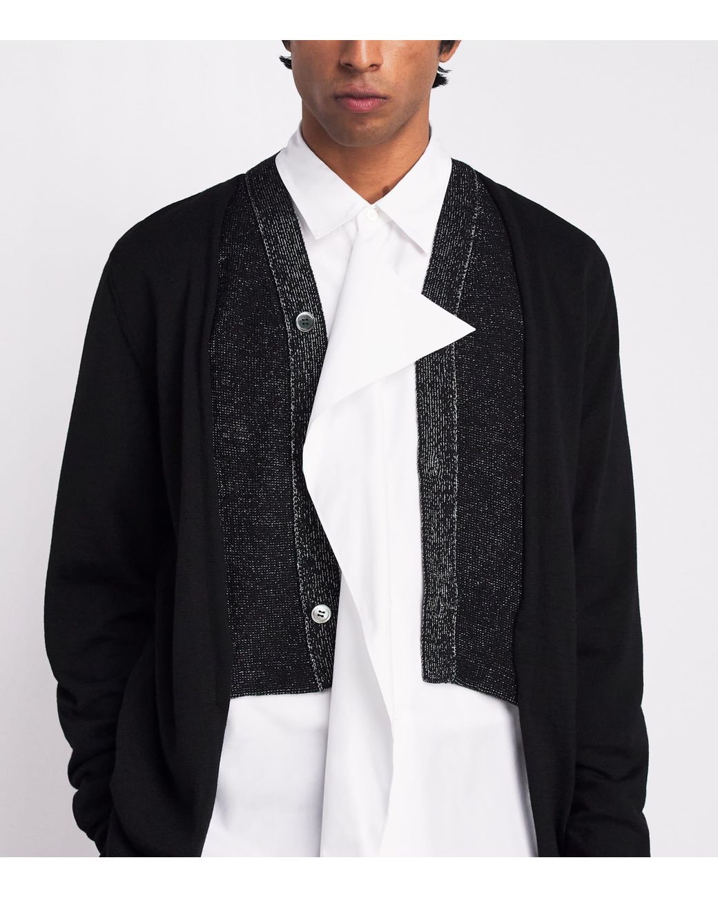 Comme des Garçons Black Wool Double-Layered Cardigan for men