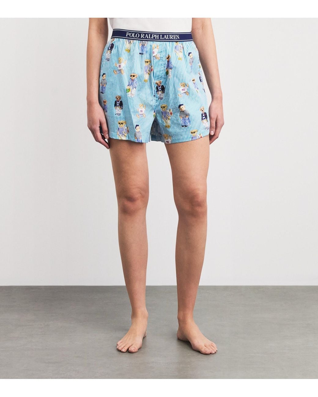 Polo Ralph Lauren Blue Cotton Polo Bear Logo Pyjama Shorts