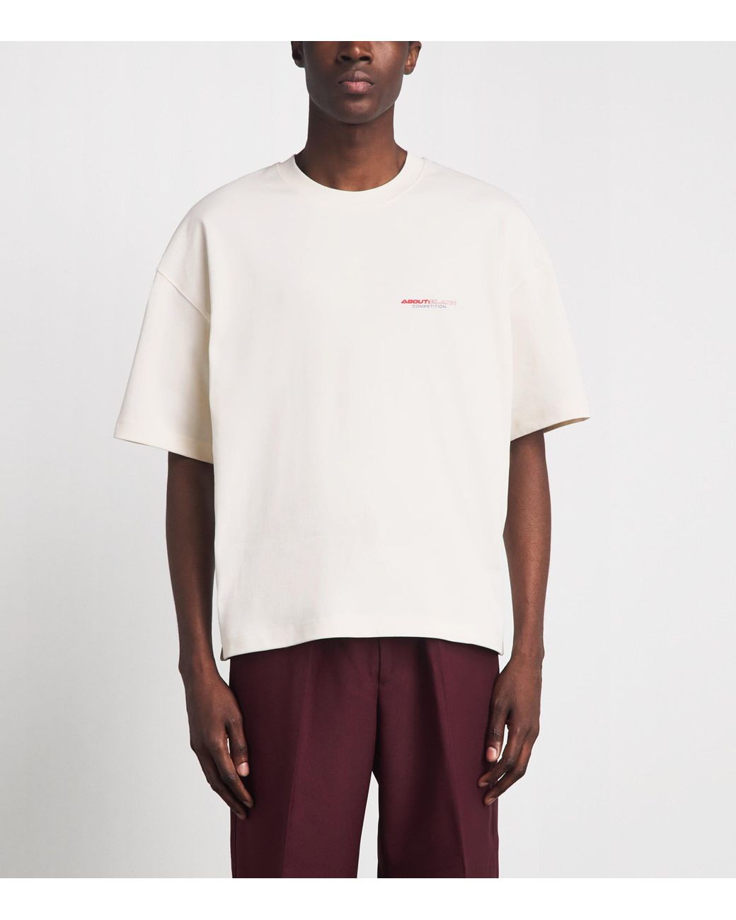 About Blank White Cotton Logo Oversized T-Shirt for men