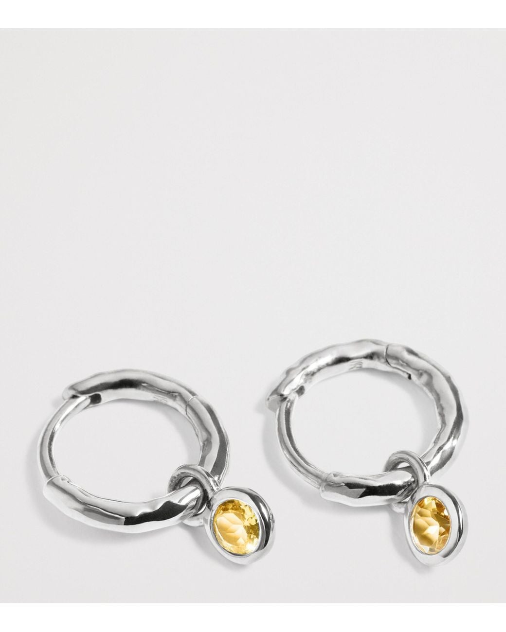 Monica Vinader Metallic Sterling And Citrine November Birthstone Huggie Earrings