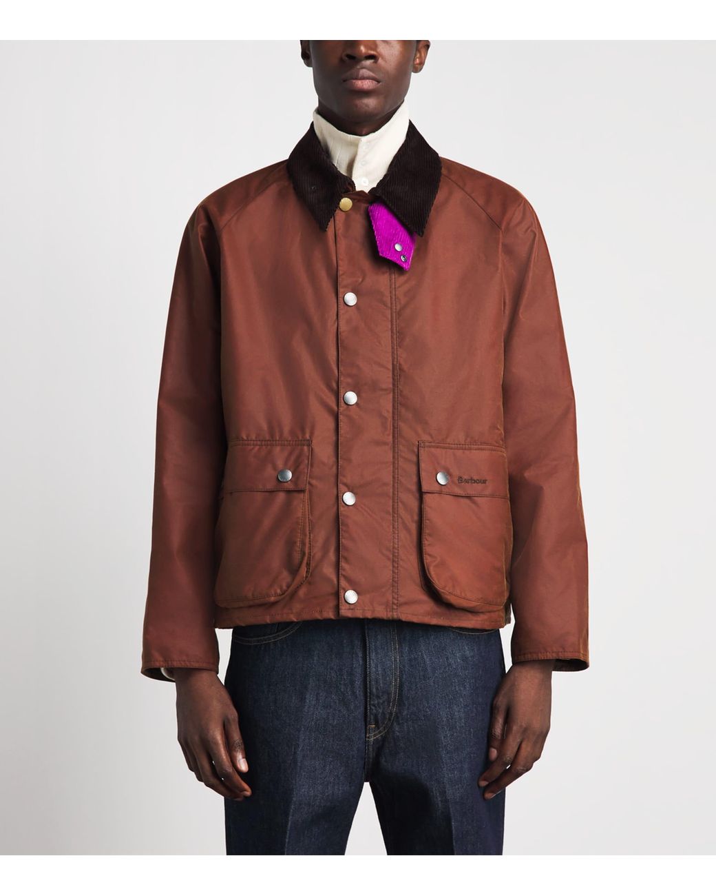 Barbour Brown X Paul Smith Waxed Transport Windowpane Jacket for men