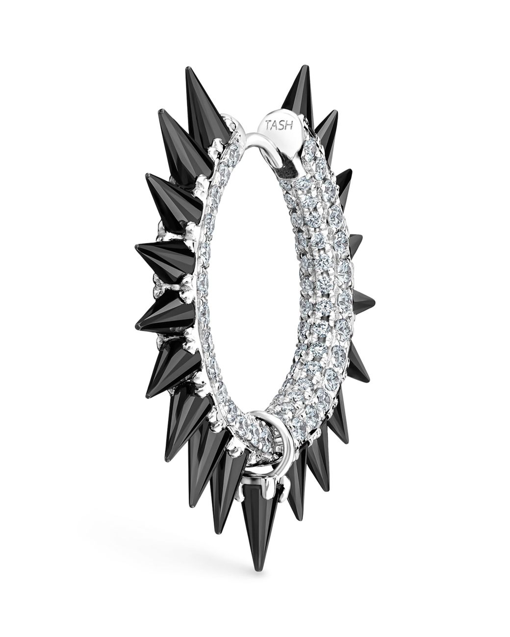 Maria Tash White Moissanite Mohawk And Diamond Pavé Hoop Earring