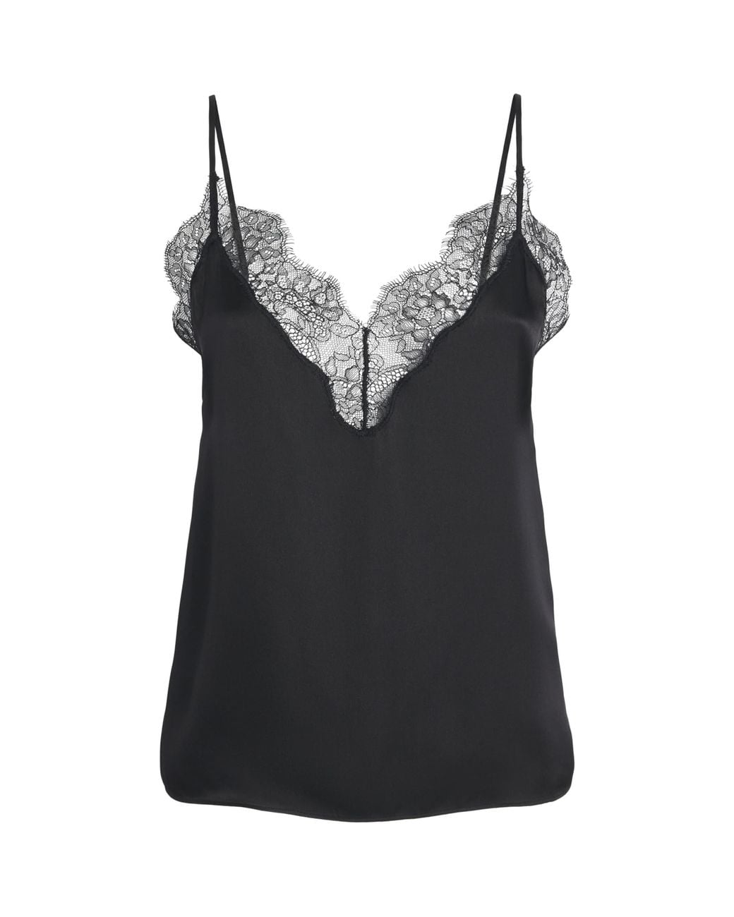 Anine Bing Black Silk-Blend Mael Cami Top