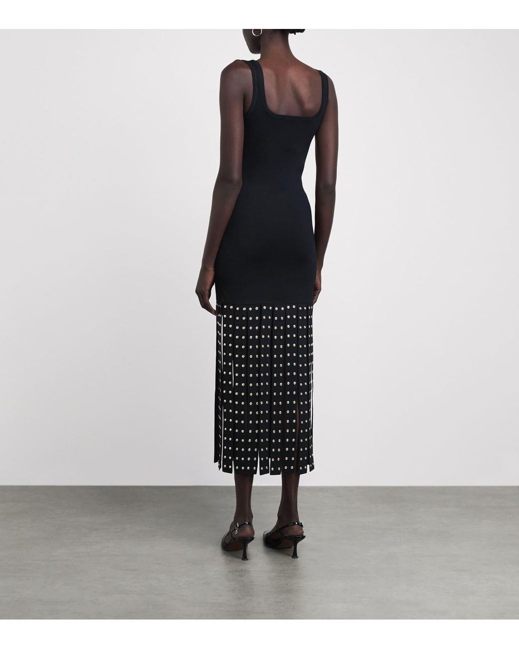 Sandro Black Knitted Fringe Midi Dress