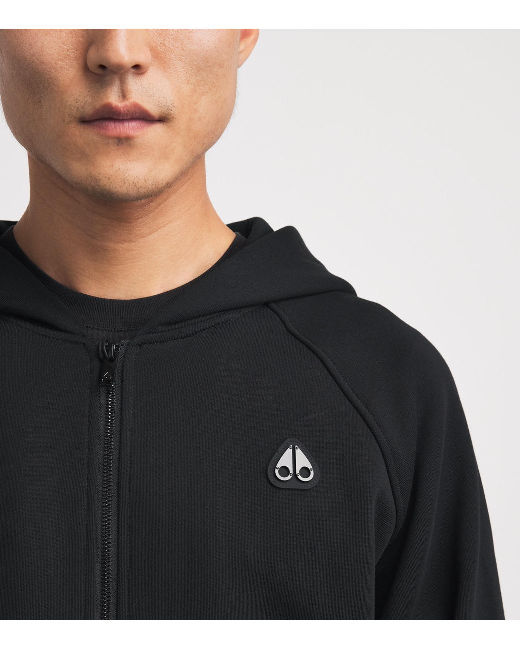 Moose Knuckles Black Logo Yul Zip-Up Hoodie for men