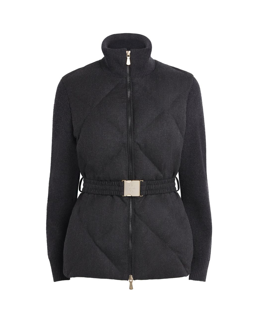 Eleventy Black Belted Quilted Jacket