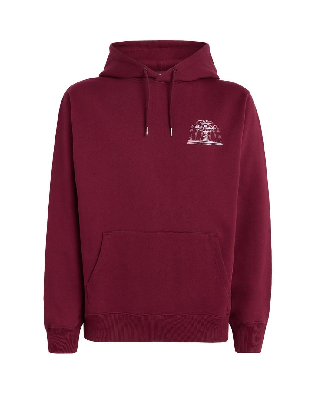 Drole de Monsieur Red Cotton Fountain Hoodie for men