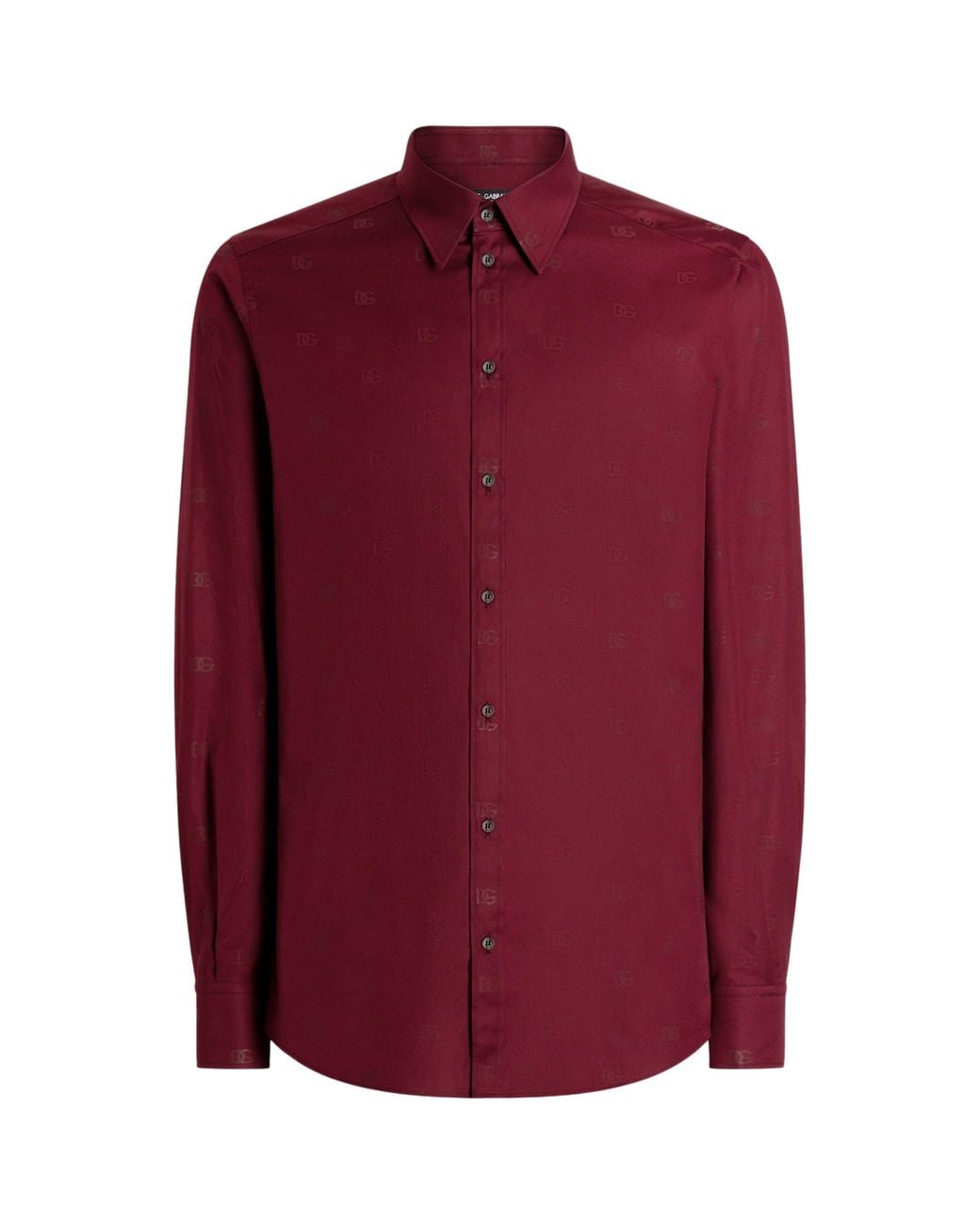 Dolce & Gabbana Red Cotton Poplin Logo Print Martini Shirt for men