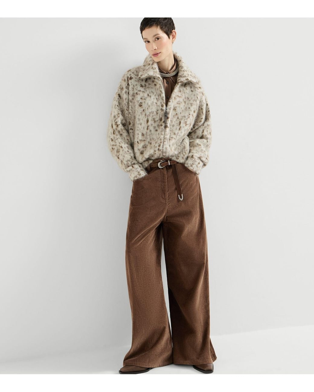 Brunello Cucinelli Brown Corduroy Wide-Leg Trousers