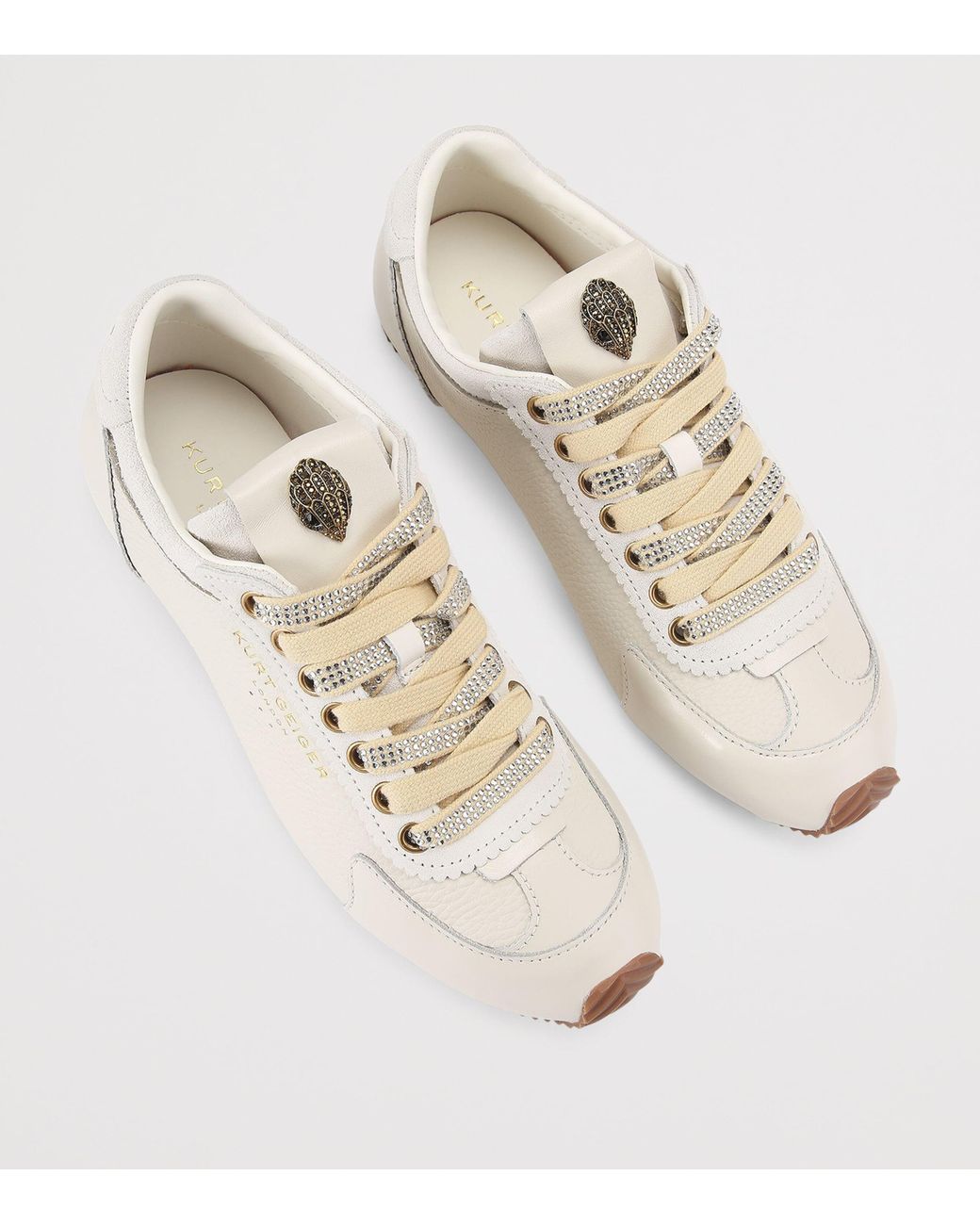 Kurt Geiger White Leather-Suede Islington Sneakers