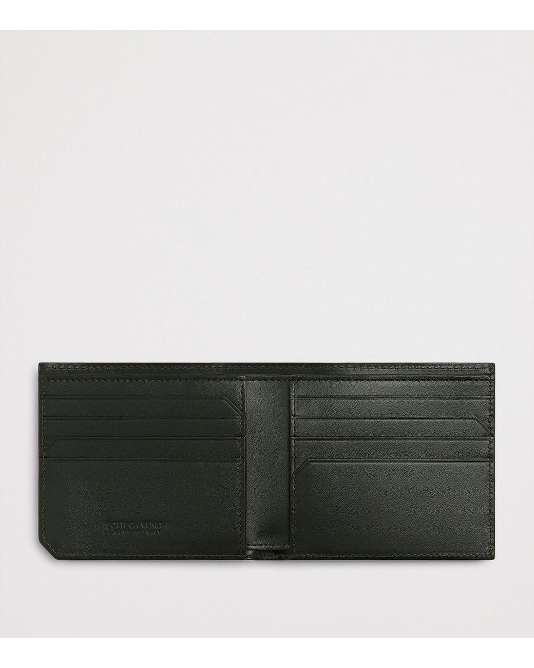 Bottega Veneta Black Leather Intrecciato Piccolo Bifold Wallet for men