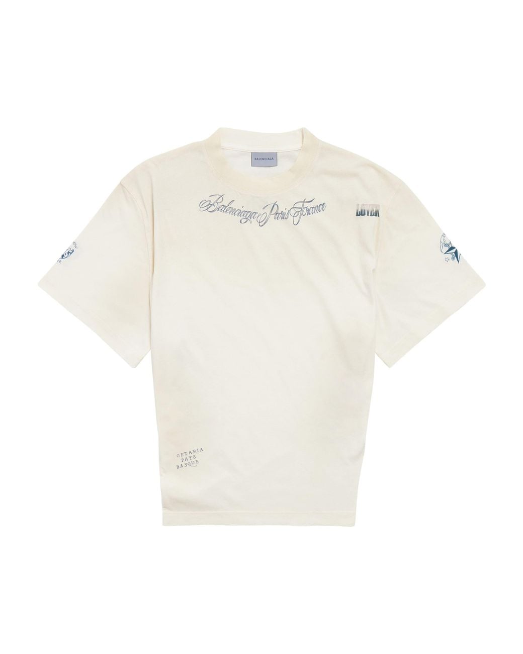 Balenciaga White Cotton Classic Ink Distressed T-Shirt