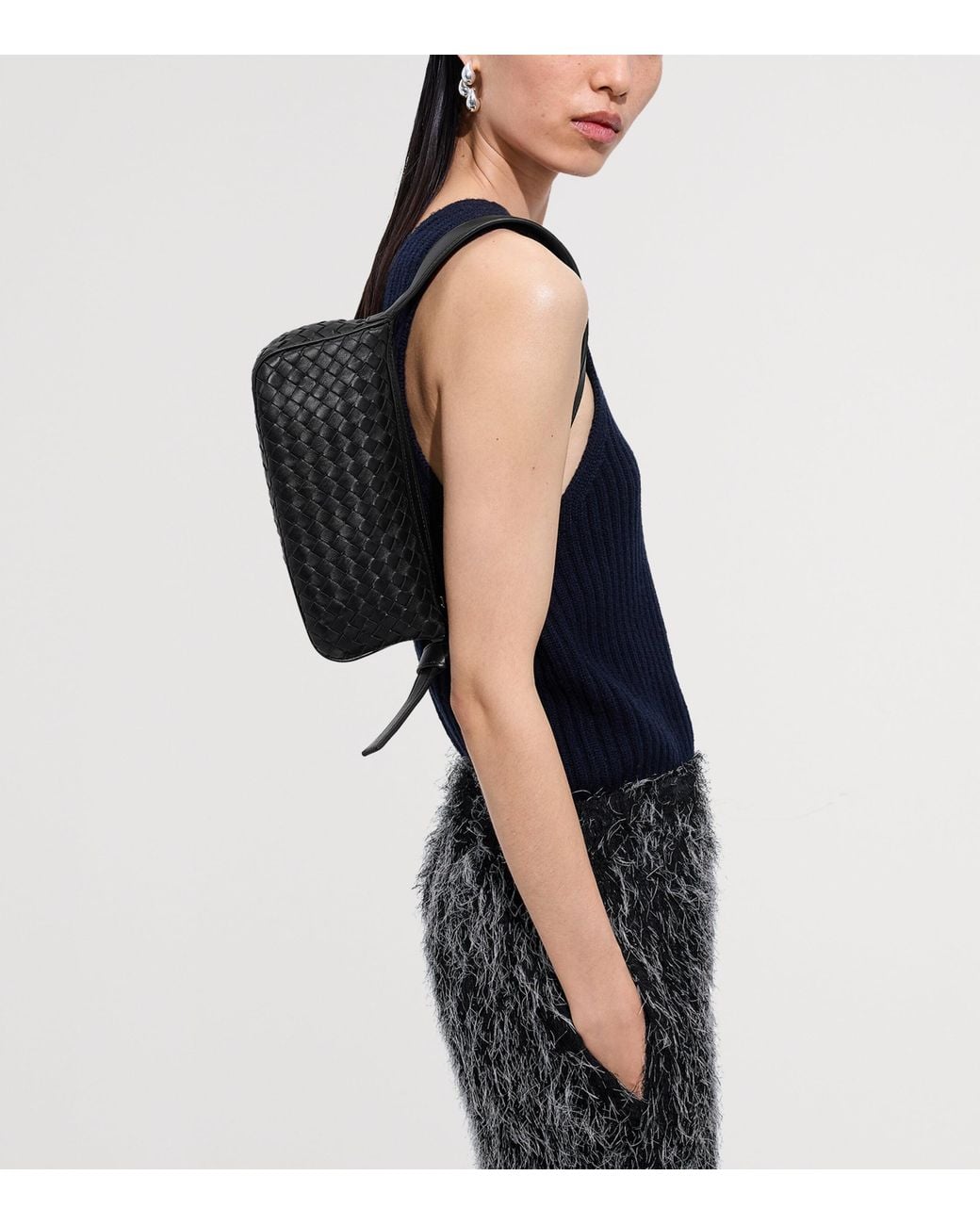 Bottega Veneta Black Nappa Leather Nodo Shoulder Bag