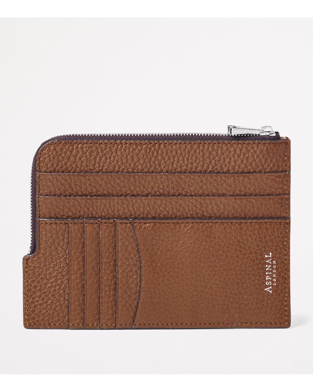 Aspinal Brown Leather Zipped Travel Wallet for men