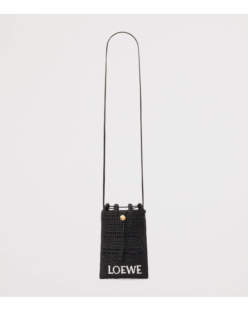 Loewe Black X Paula's Ibiza Raffia Drawstring Pocket Bag