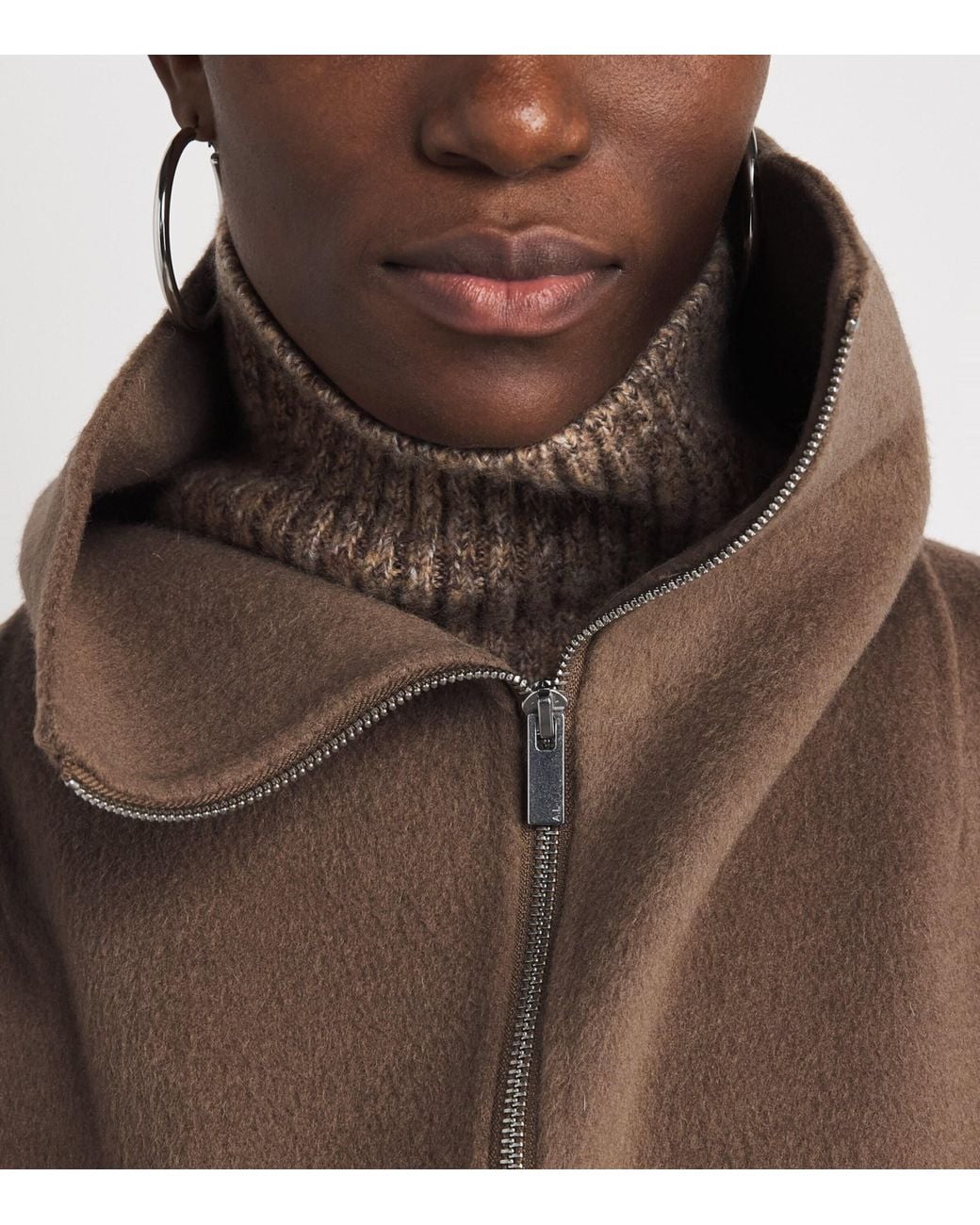 Almada Label Brown Wool Funnel-Neck Lindy Coat