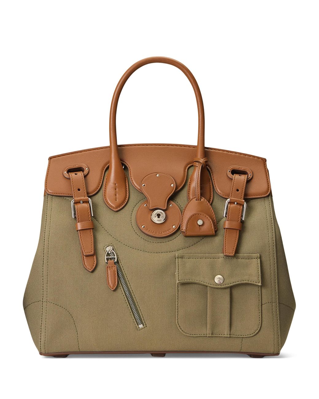 【RALPH LAUREN】GREEN Canvas Ricky Tote RALPH RALPH LAUREN】GREEN Lauren Canvas Ricky Green Tote