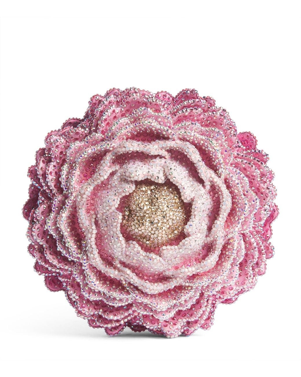 Judith Leiber Pink Crystal-Embellished Peony Clutch Bag