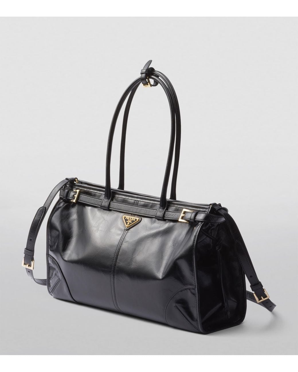 Prada Black Large Leather Bonnie Top-Handle Bag