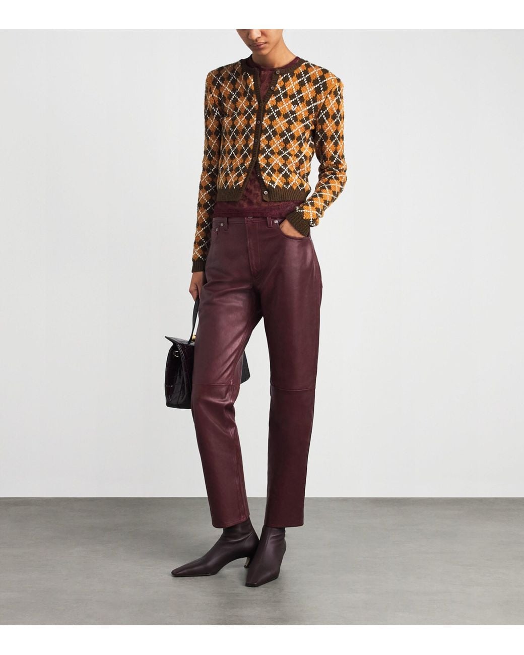 Polo Ralph Lauren Red Straight Leather Trousers