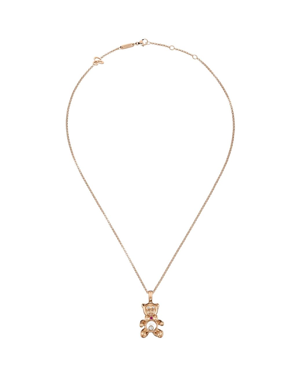 Chopard Metallic And Diamond Happy Diamonds Teddy Necklace