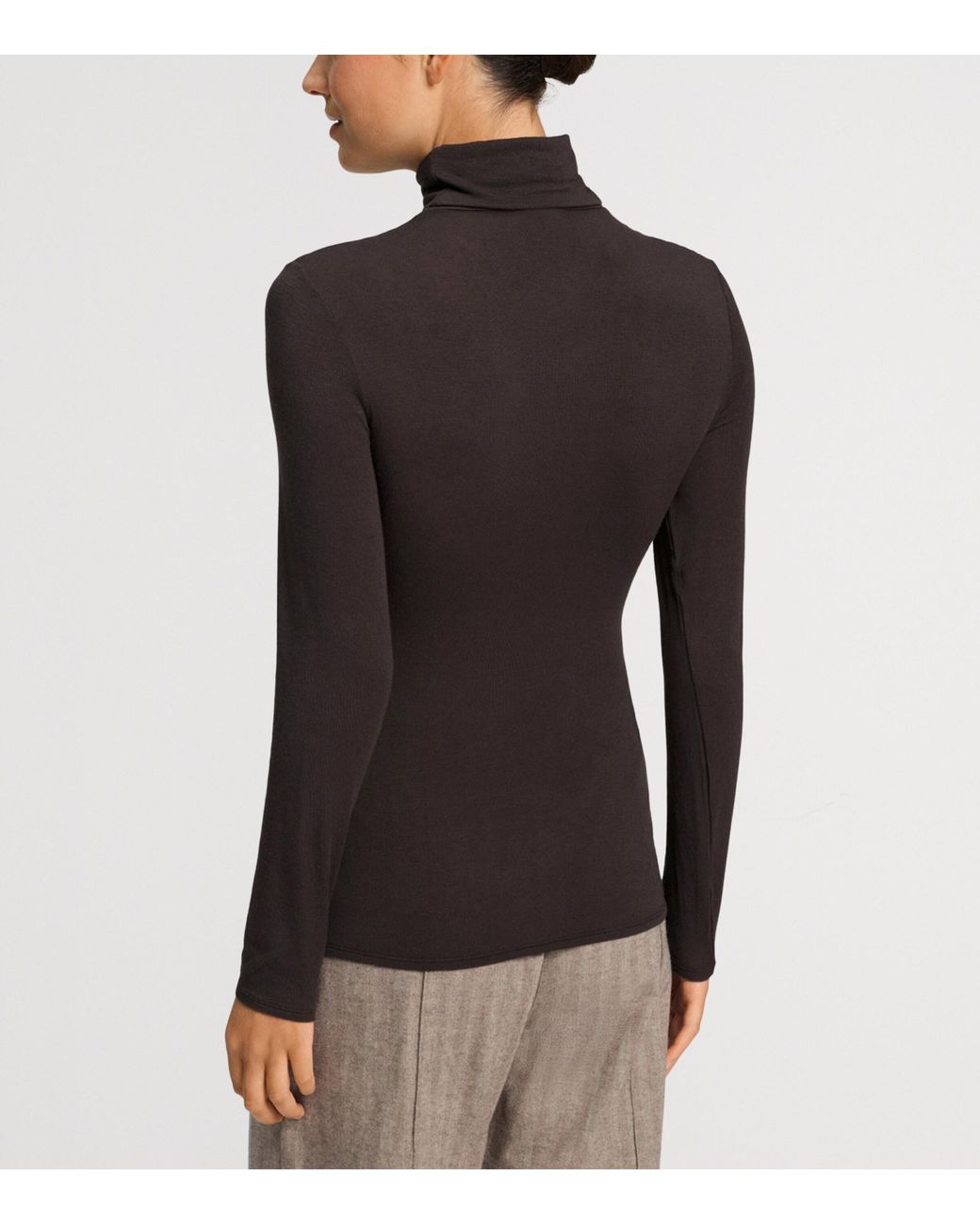 Hanro Black Ultralight Long-Sleeve Rollneck Top