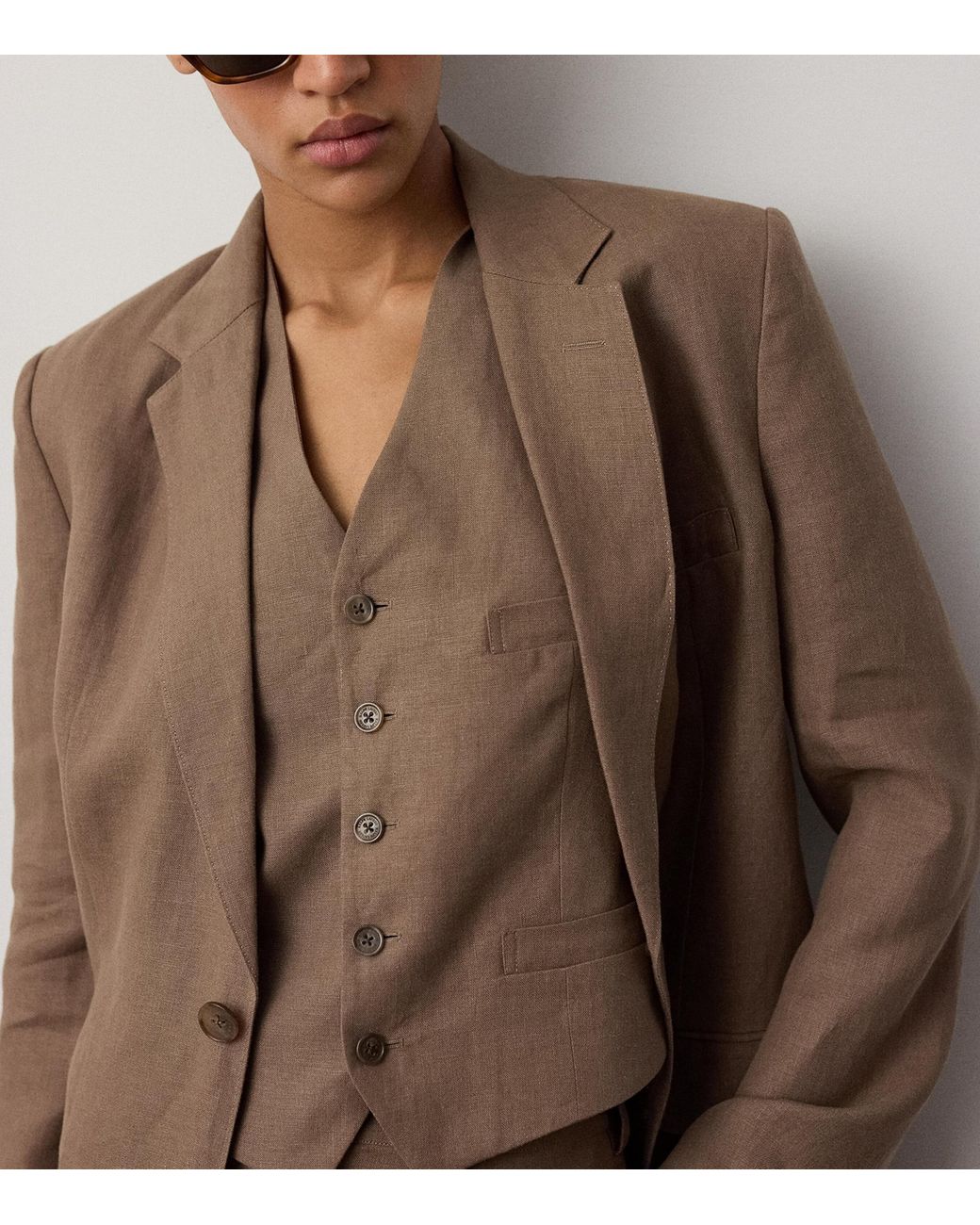 Ralph Lauren Brown Linen Marcy Jacket