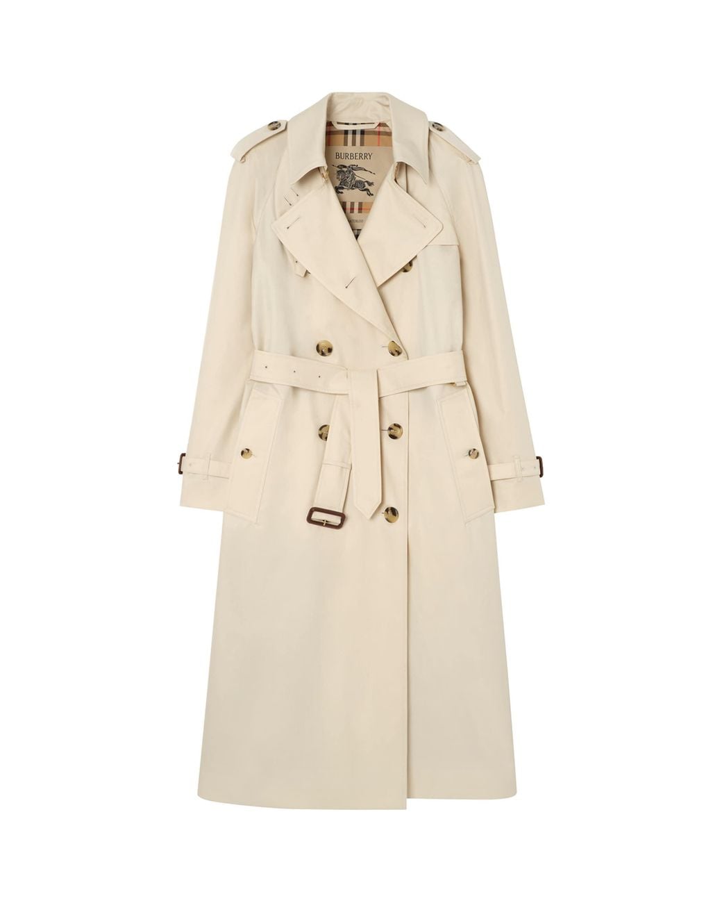 Burberry Natural Long Tropical Gabardine Waterloo Trench Coat
