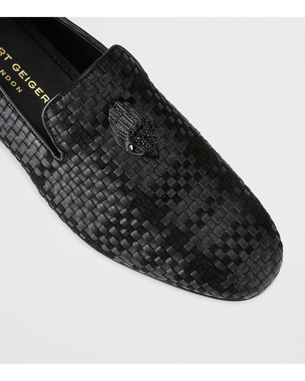Kurt Geiger Black Leather Woven Ace Loafers