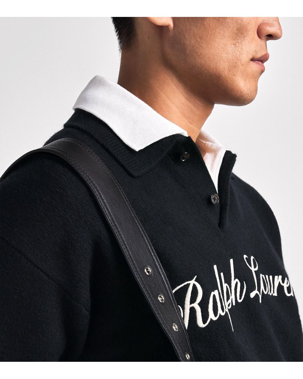 Polo Ralph Lauren Black Wool-Alpaca Logo Polo Sweater for men