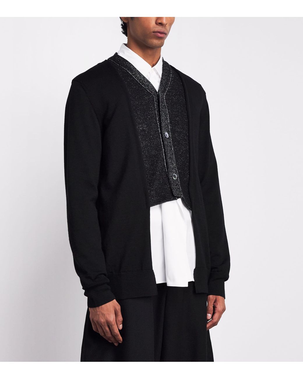 Comme des Garçons Black Wool Double-Layered Cardigan for men