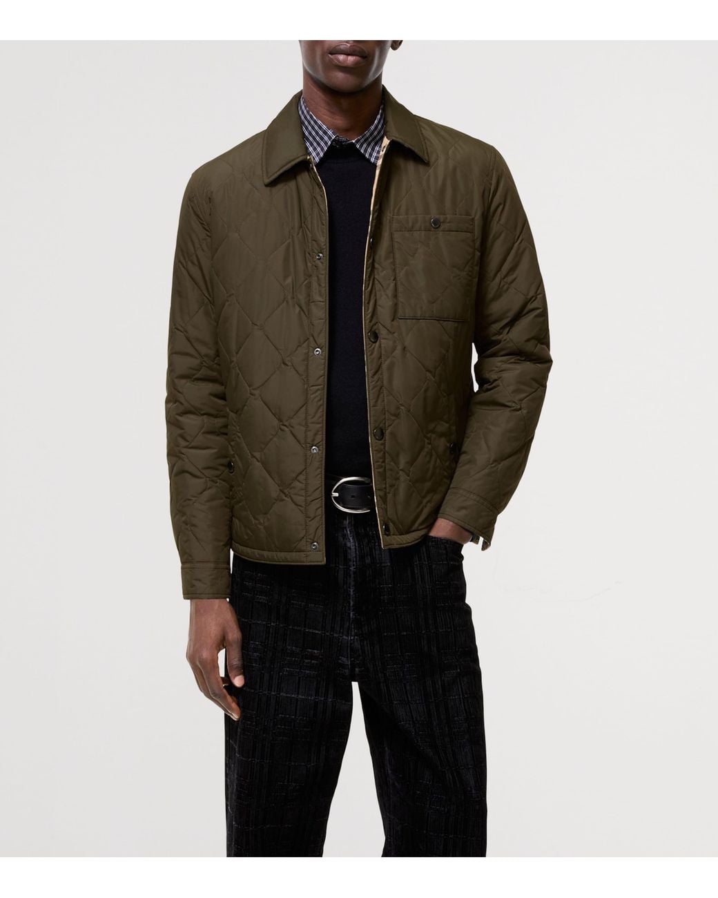 Burberry Green Reversible Quilted Overshirt Jacket for men