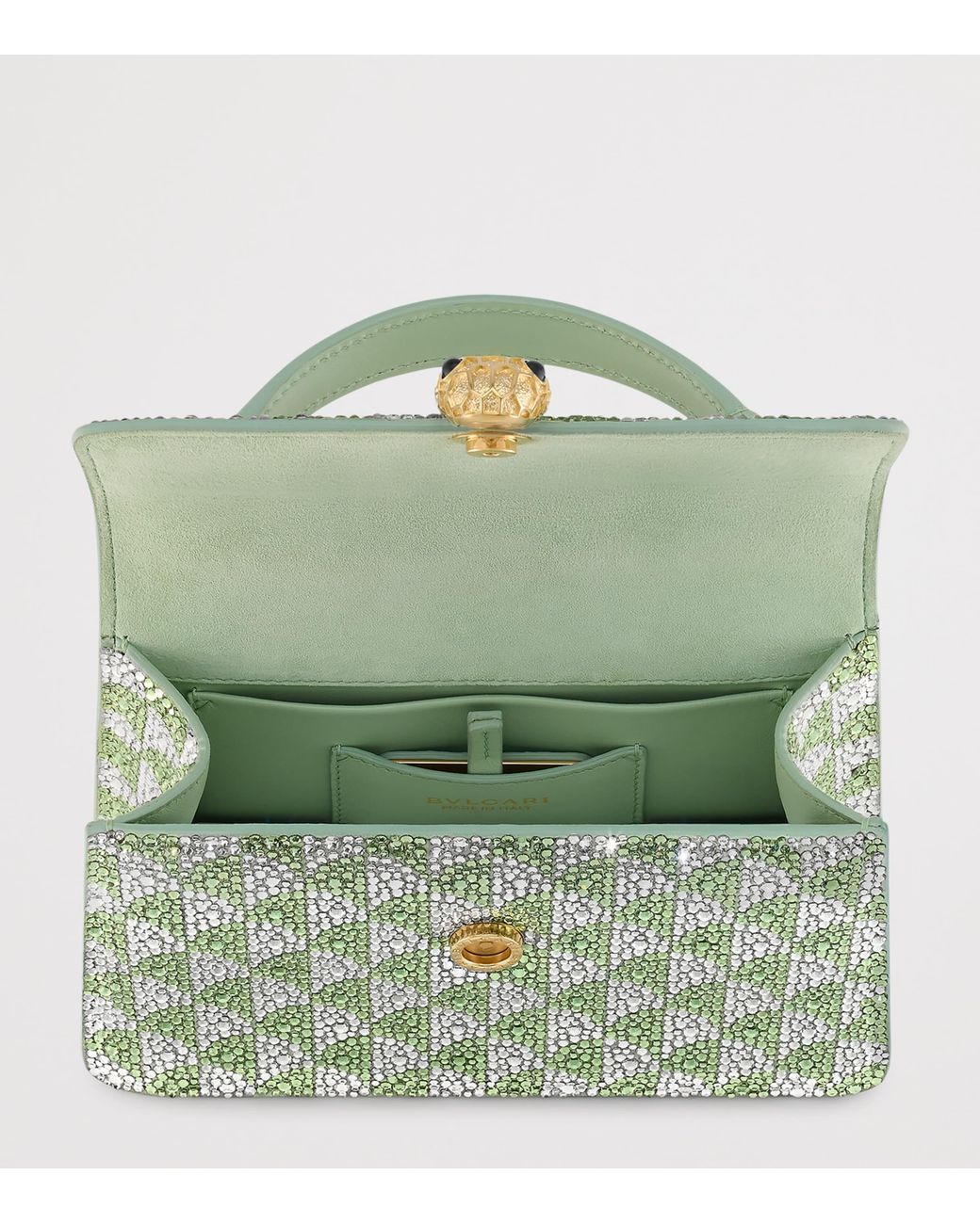 BVLGARI Green Mini Suede Serpenti Forever Top-Handle Bag